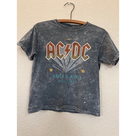 AC/DC Kids Acid Wash T Shirt Size 9/10 - Picture 1 of 3